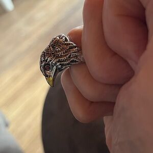 VINTAGE MENS SOLID SILVER EAGLE RING SZ 10